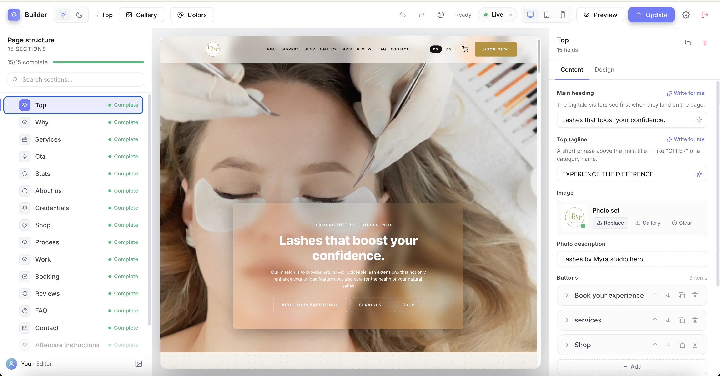 The Salesio Builder — a professional design tool